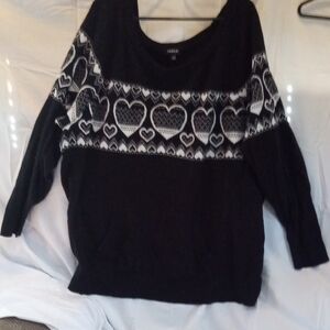 Torrid Black and White Heart Sweater